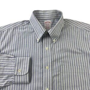 Brooks Brothers Madison Dress Shirt16-34 Blue Vertical Stripes Supima Non-Iron